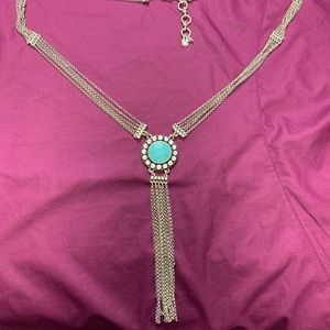 Lucky Brand Silver & Turquoise Color Necklace